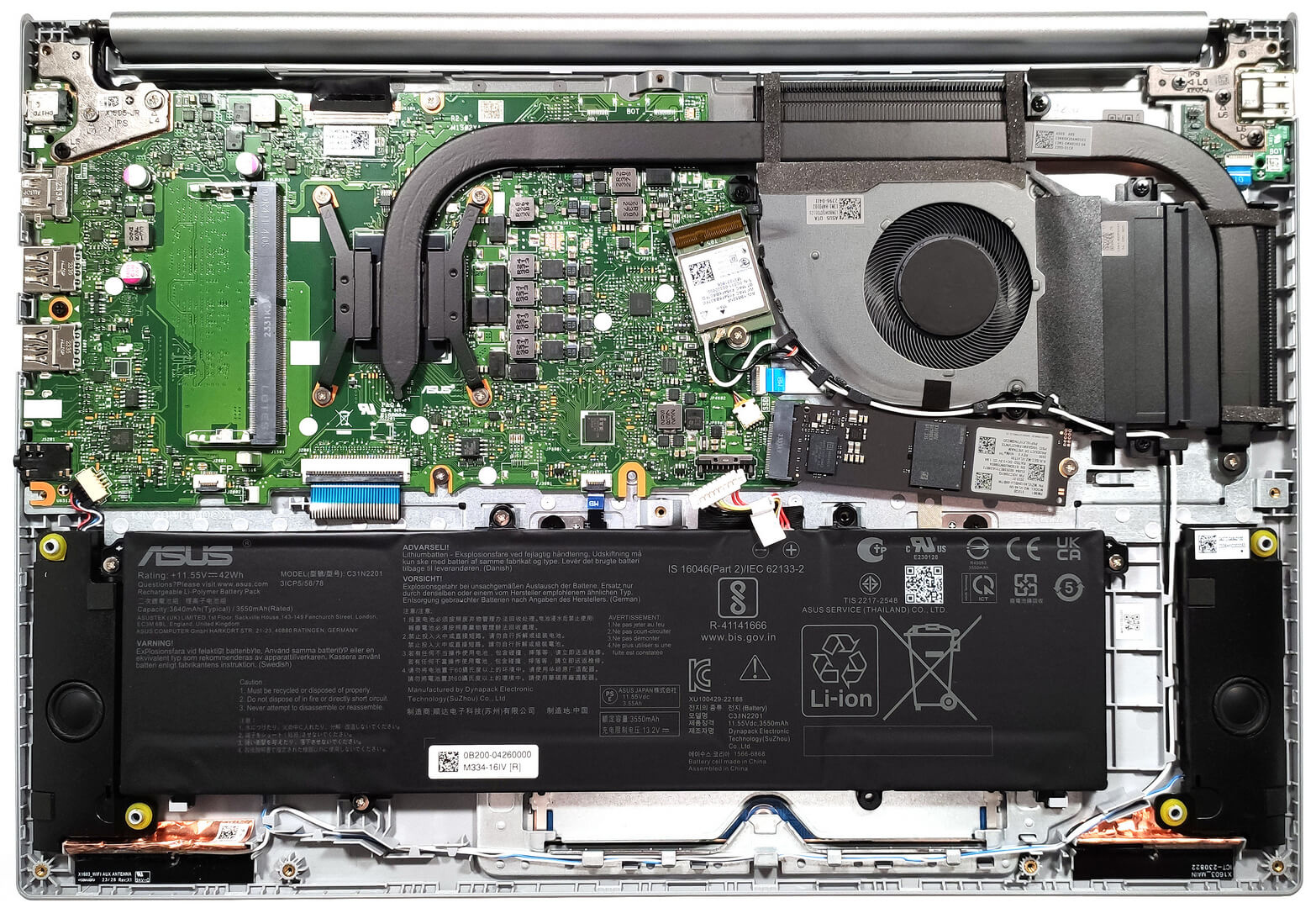 Internal Photo of Asus Vivobook M1603, M1603QA, M1605, M1605YA, silver US keyboard (ASUS M1605)